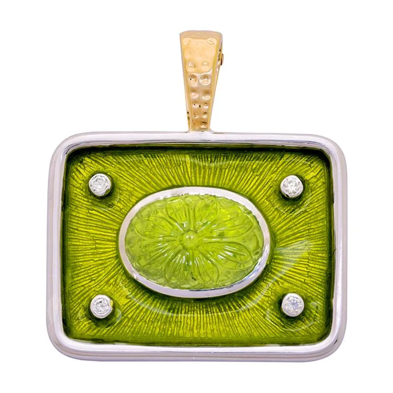 Pendant- Peridot and Diamond (Enamel)  (26FM)