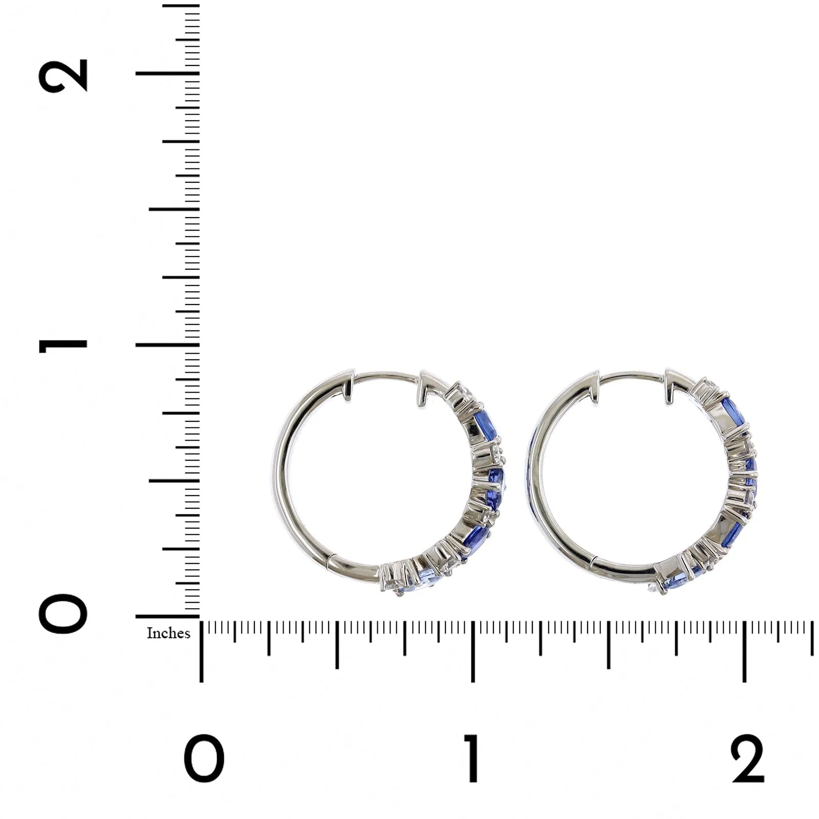 Penny Preville 18K White Gold Ombre Sapphire and Diamond Hoop Earrings