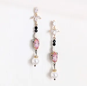 Pink & Black Crystal Earrings