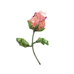 pink rose bud brooch