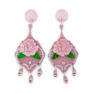 Pink rose - Dangle earrings