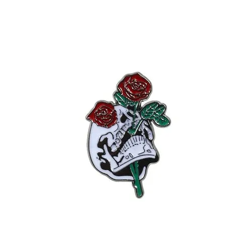 Punk Style Brooch Magic Wizard Cranio Vampire Rose Button Pin Denim