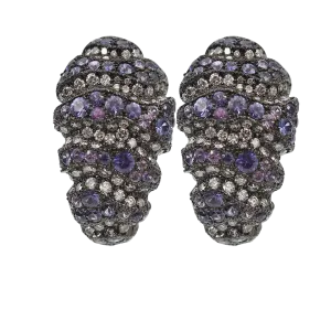 Purple Sapphire Earrings with Diamonds