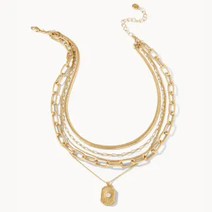 Radiant Window Layering Necklace 17" Gold