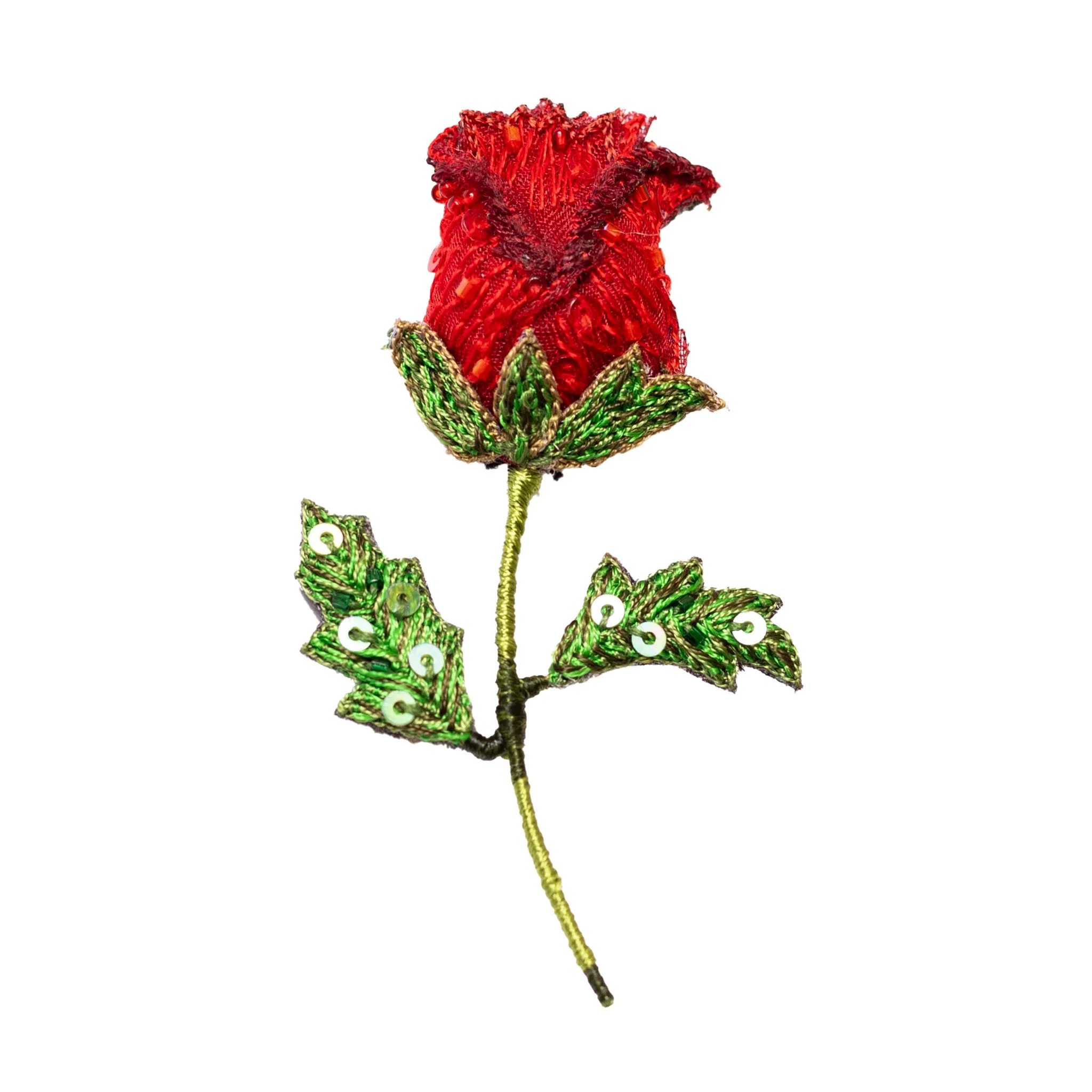 red rose brooch