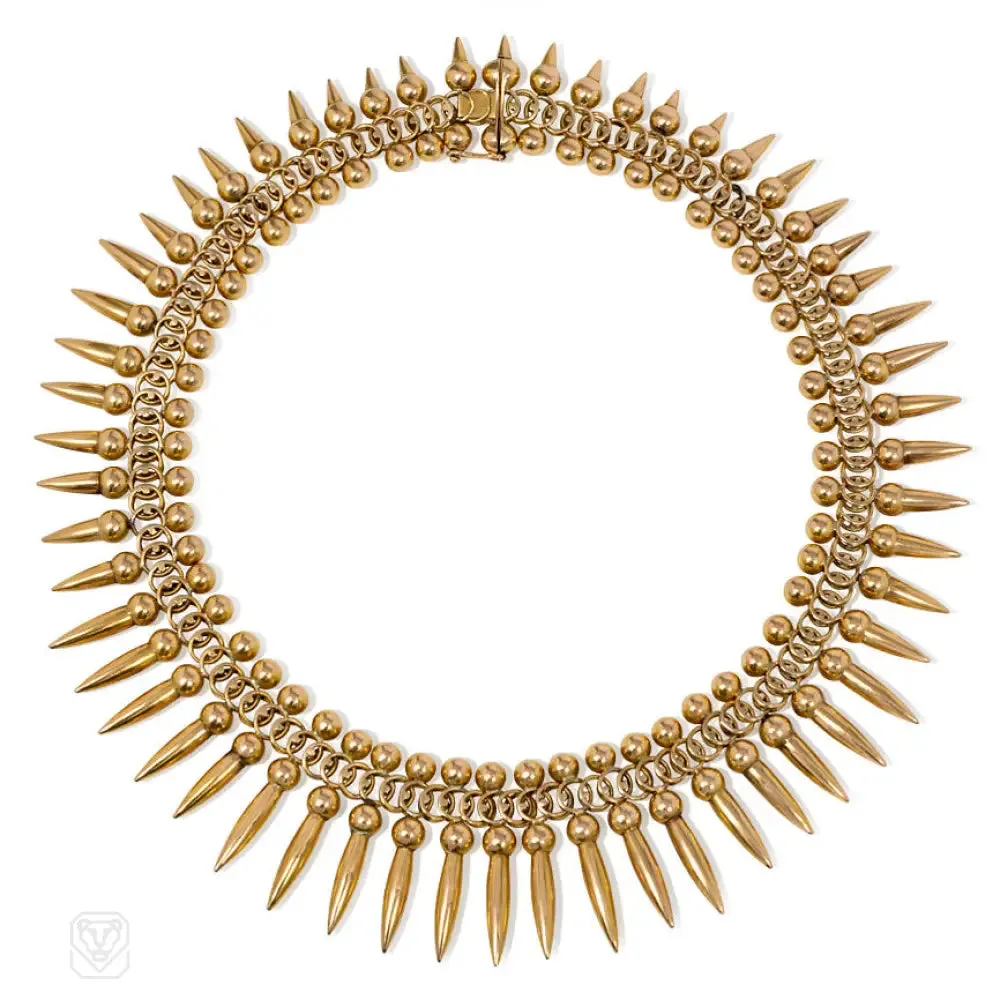 Retro gold fringe necklace