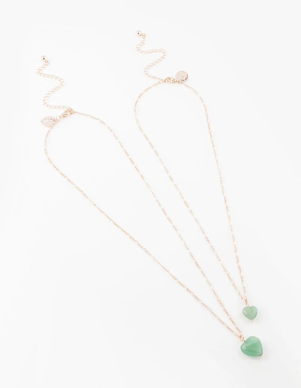 Rose Gold Semi-Precious Mini Heart Necklace Pack