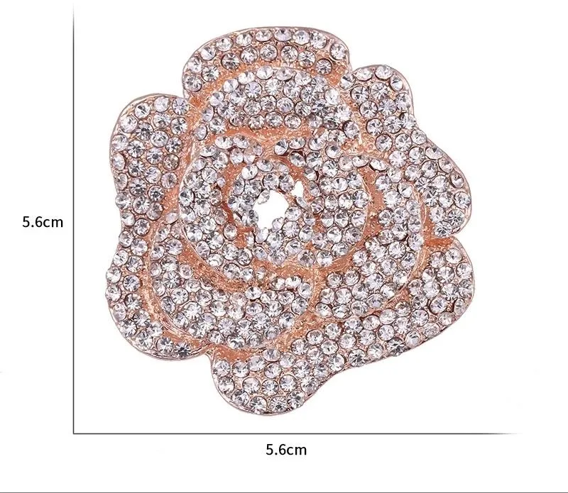 Rose Gold / Silver Brooch Clear Rhinestone Crystal BR-297