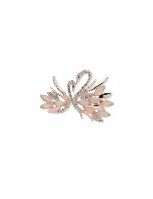 Rose Gold-Tone and Crystal Swan Brooch