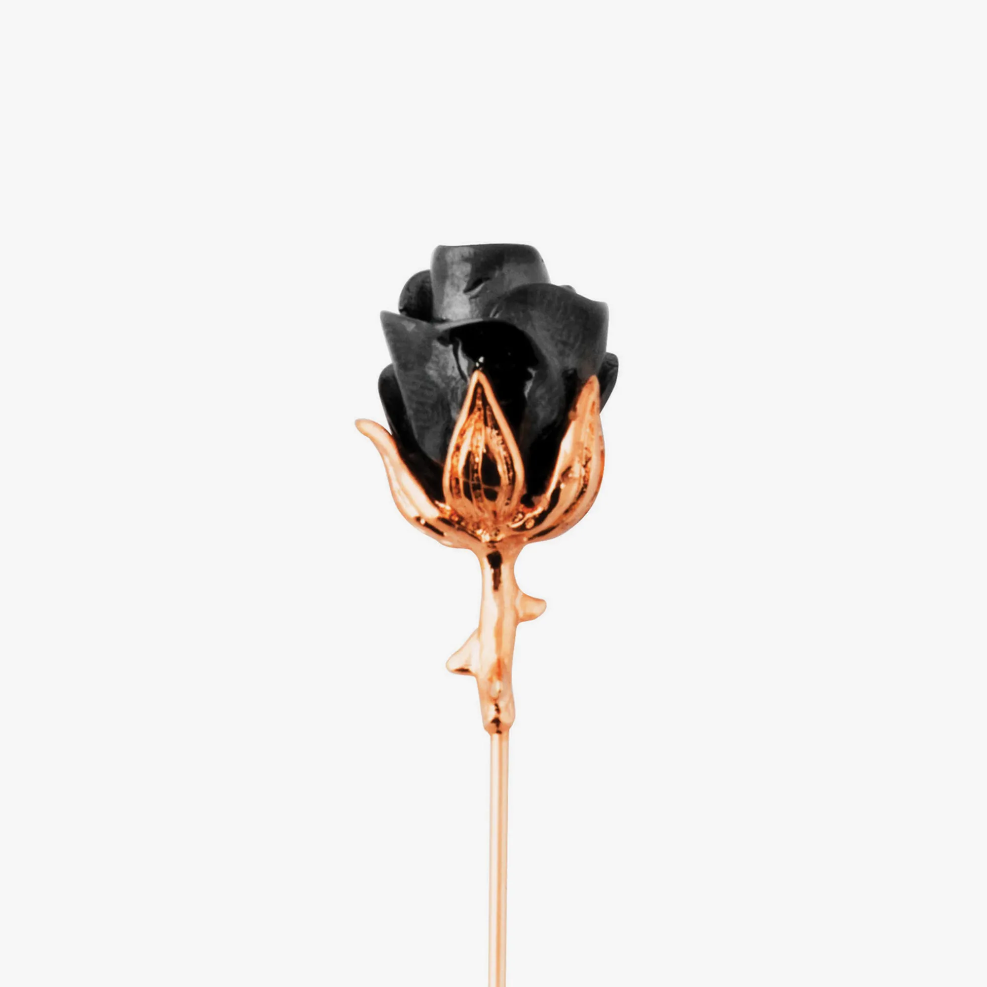 Rose Lapel Pin with Black Enamel and Rose Gold Finish