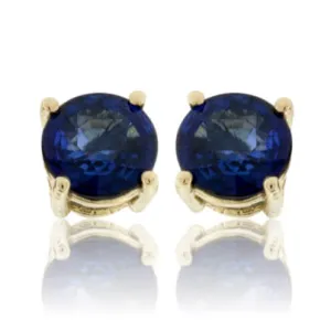 Round 6mm Blue Sapphire Stud Earrings