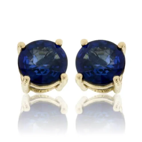 Round 6mm Blue Sapphire Stud Earrings