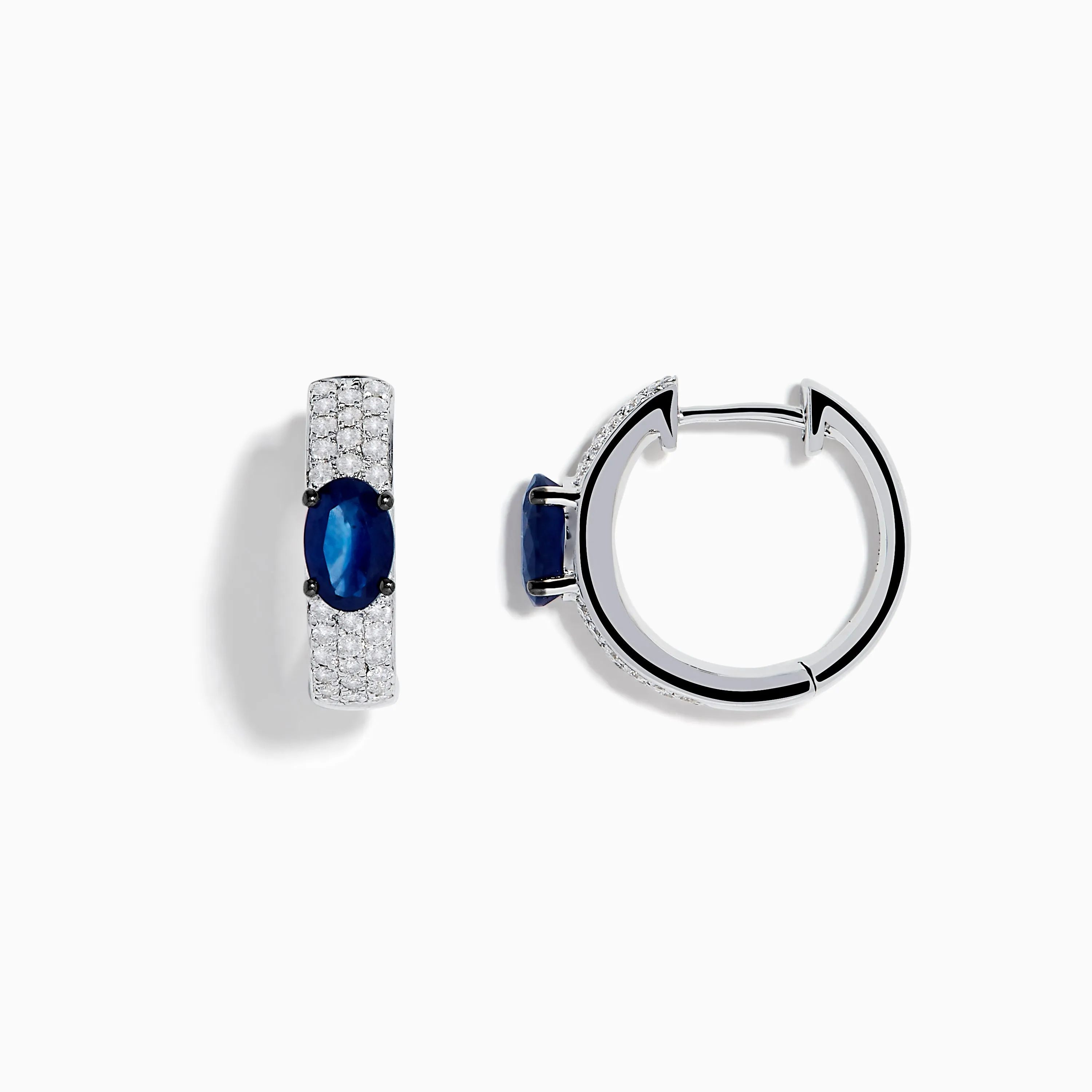 Royal Bleu 14K White Gold Sapphire and Diamond Huggie Earrings