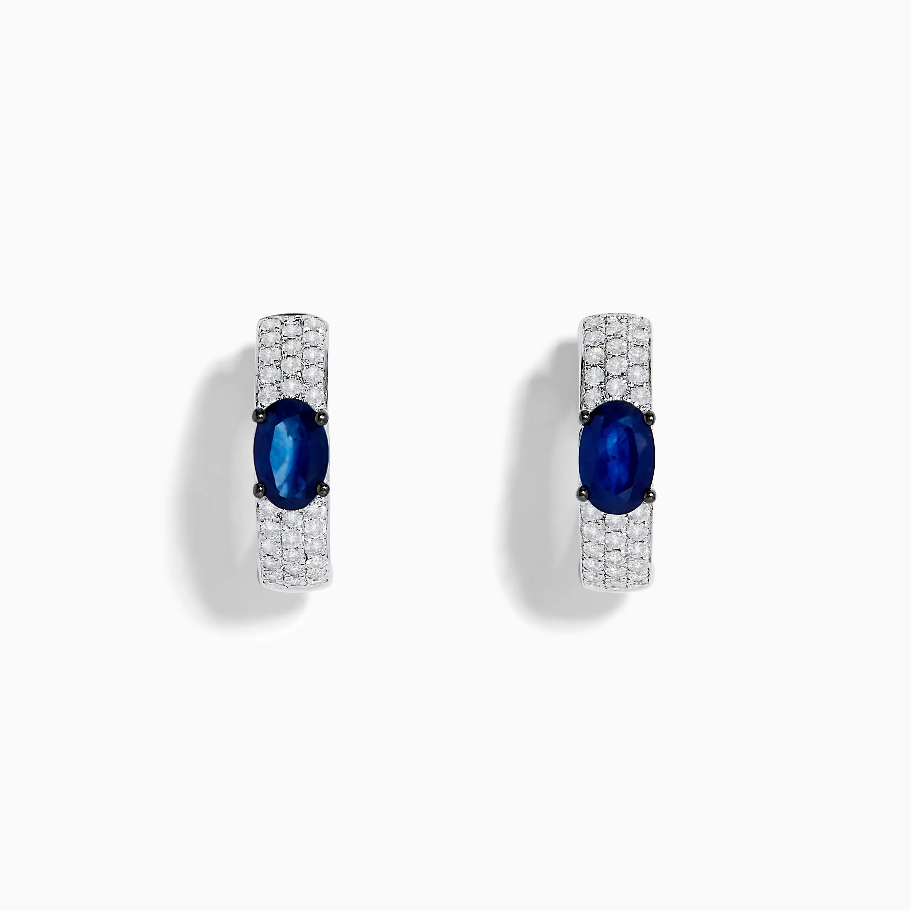 Royal Bleu 14K White Gold Sapphire and Diamond Huggie Earrings