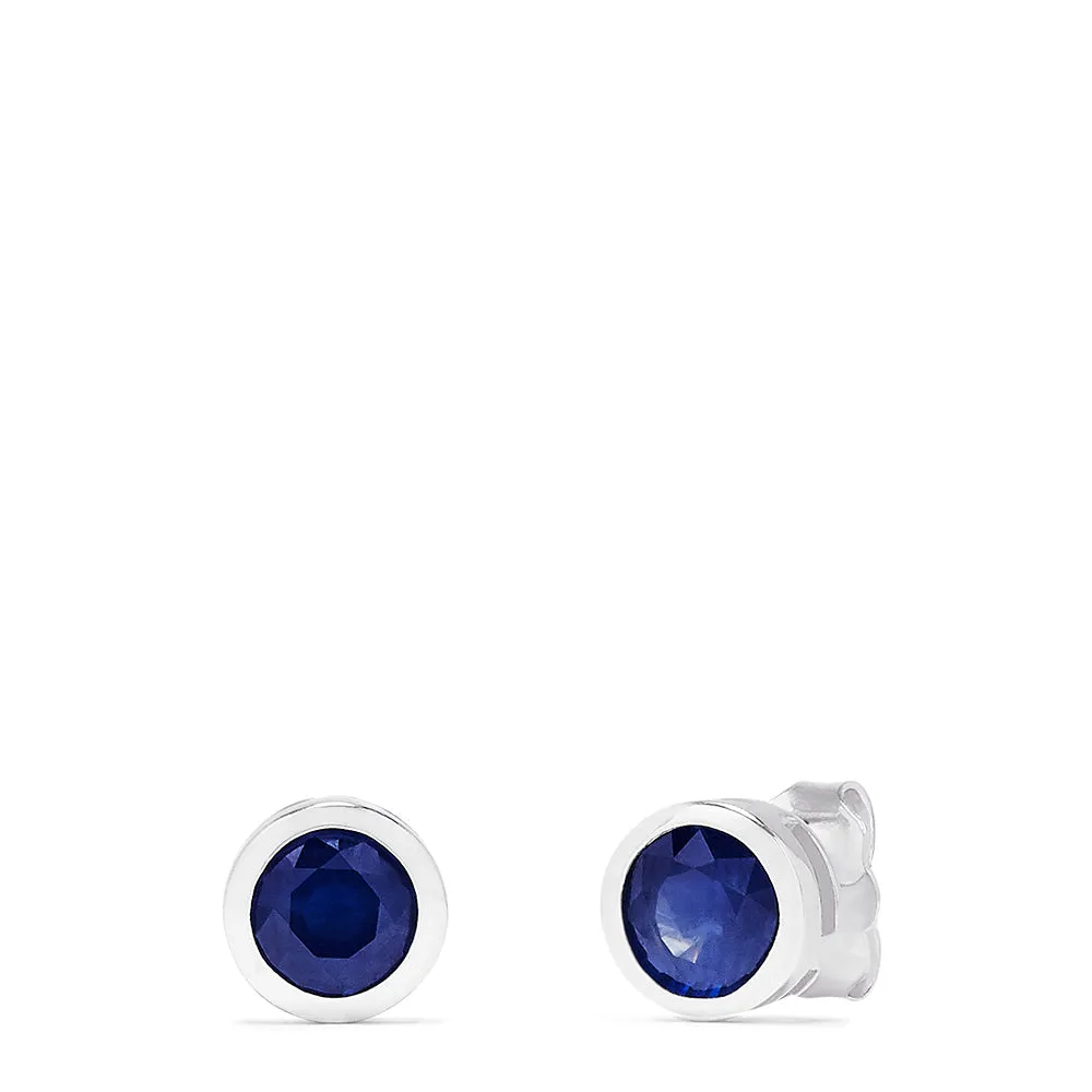 Royale Bleu 14K White Gold Blue Sapphire Stud Earrings, 1.14 TCW