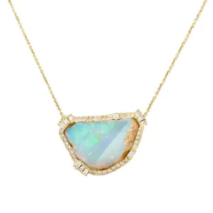 Sacred Opal Diamond Necklace | 3.4GMS 16.87TCW