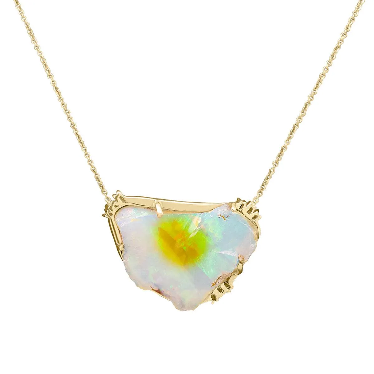 Sacred Opal Diamond Necklace | 3.4GMS 16.87TCW