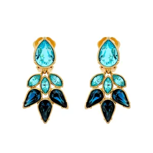 Sapphire & Aqua Crystal Statement Clip Earrings