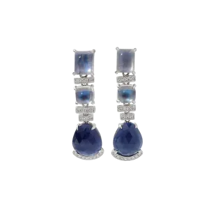 Sapphire And Moonstone Drop Earrings