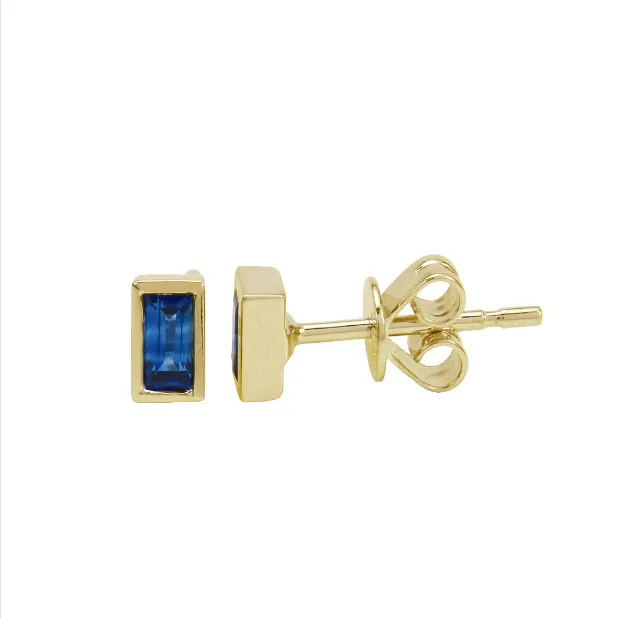 SAPPHIRE BEZEL STUD EARRINGS