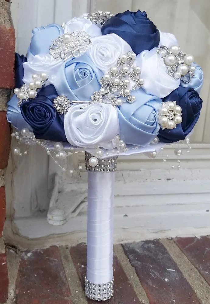 Satin Rose Brooch Bouquet EMR-RENE