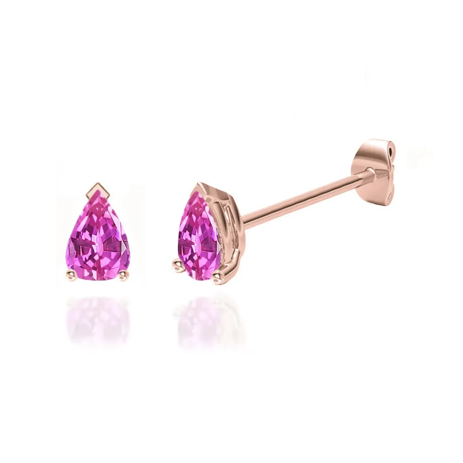 SCARLETT - Pear Pink Sapphire 18k Rose Gold Stud Earrings