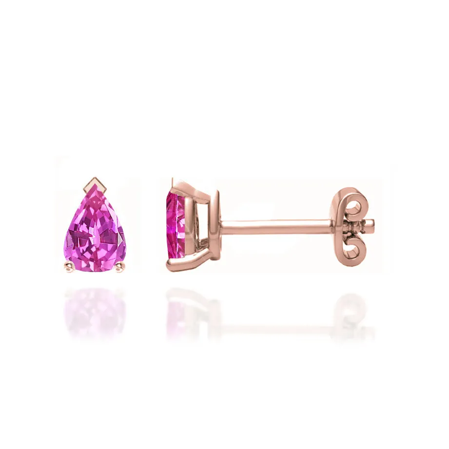 SCARLETT - Pear Pink Sapphire 18k Rose Gold Stud Earrings