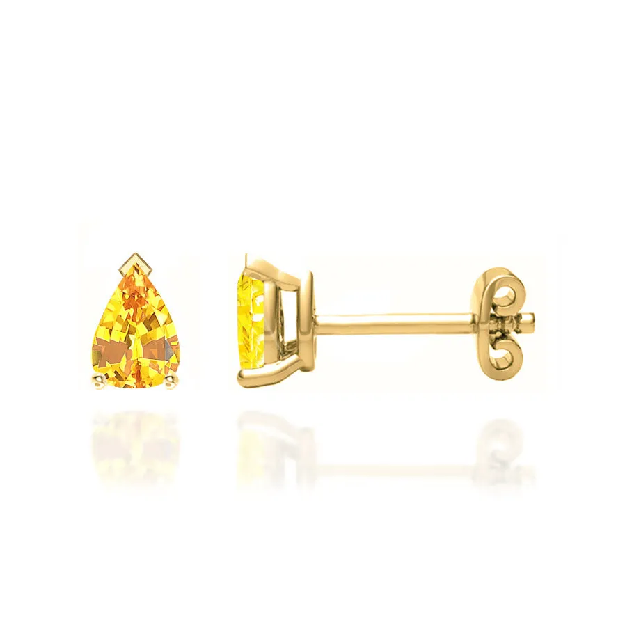 SCARLETT - Pear Yellow Sapphire 18k Yellow Gold Stud Earrings