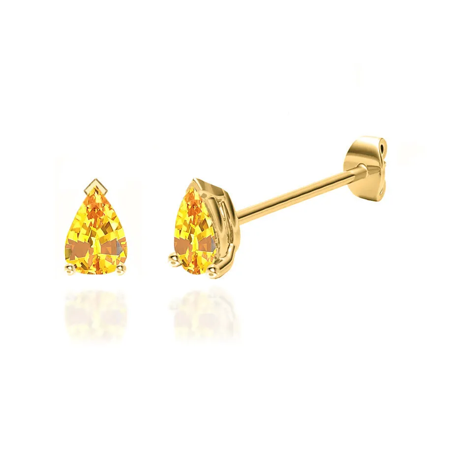 SCARLETT - Pear Yellow Sapphire 18k Yellow Gold Stud Earrings