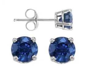 September Birthstone Sapphire Earrings 14K White Gold 5mm