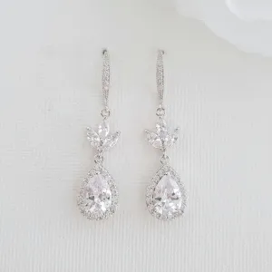 Silver Hook Earrings for Weddings & Brides- Lotus