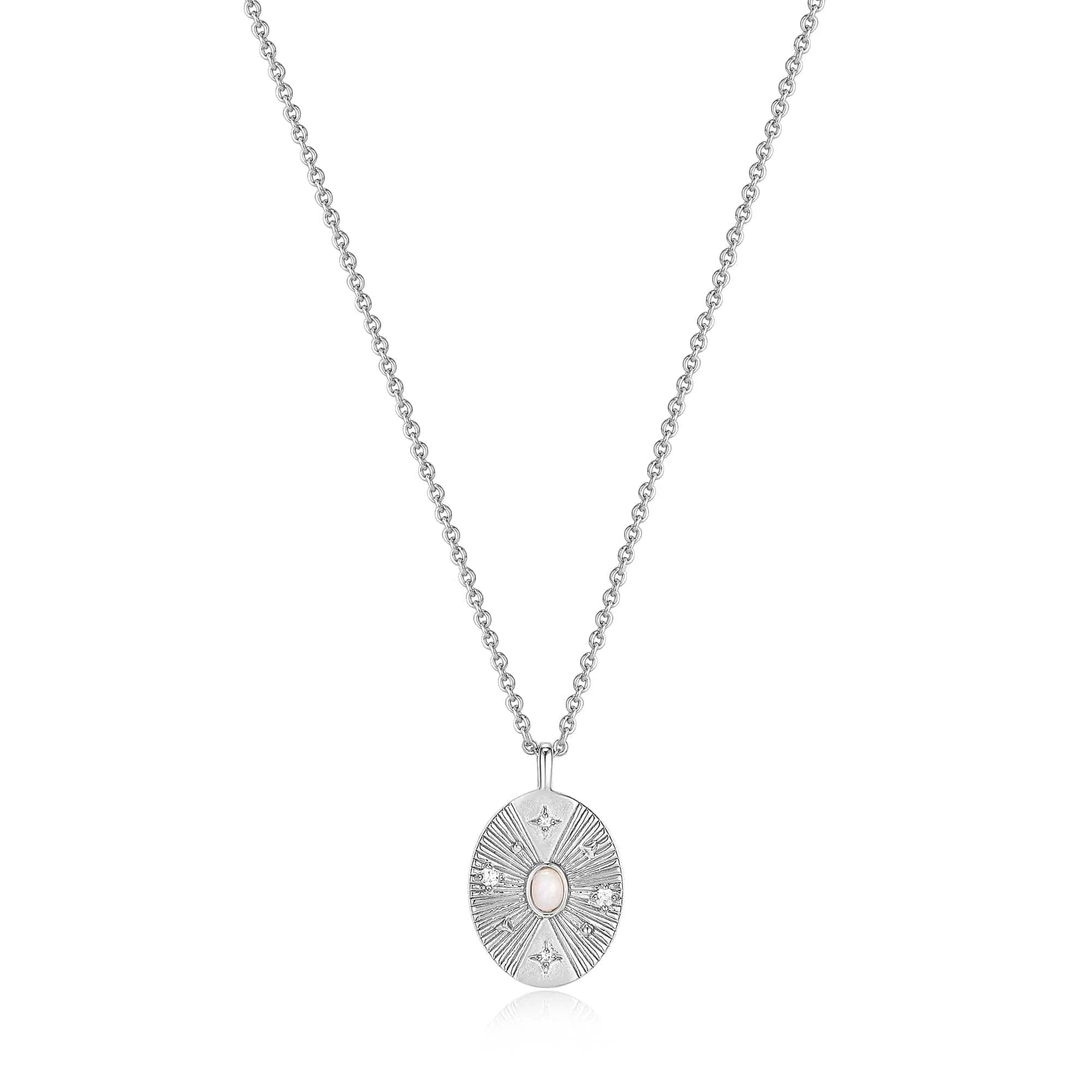 Silver Scattered Stars Kyoto Opal Disc Necklace