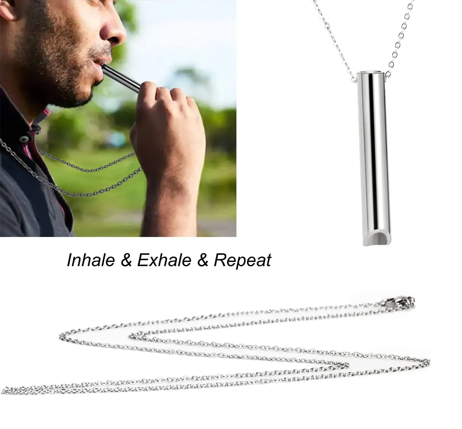 Sisslia Fashion Stainless Steel Whistle Pendant Necklace Regulate Respiration Decompress Necklace Jewelry For Women Men