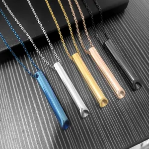 Sisslia Personalized Hip-Hop Stainless Steel Meditation Decompression Breathing Whistle Necklace For Men Women