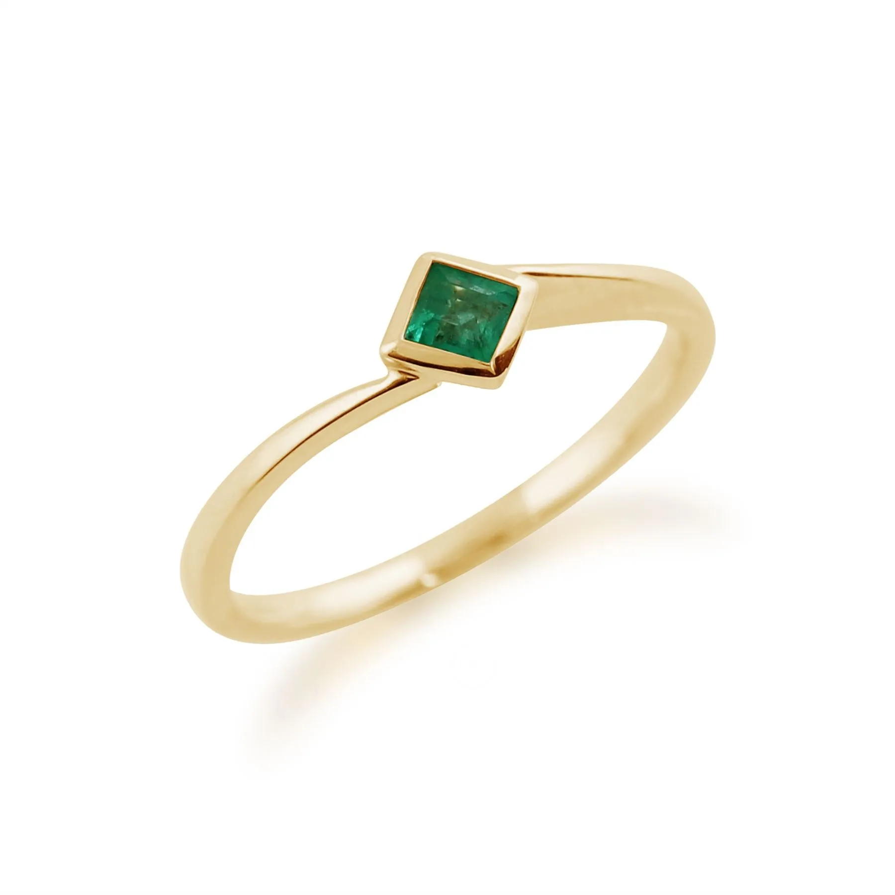 Smaragd Ring, 9 Karat Gelbgold 0.16ct CT SMARAGD Quadrat Ring