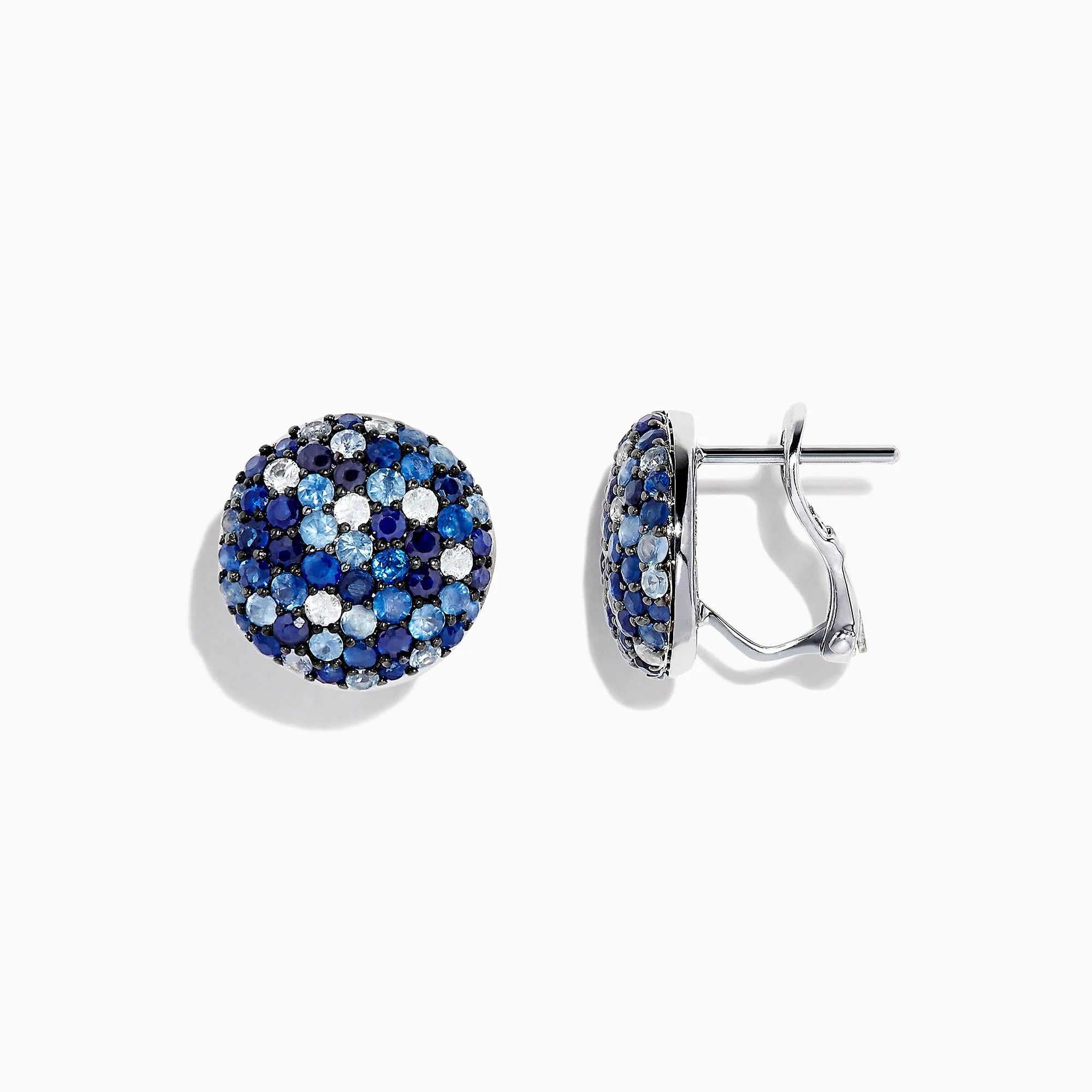 Splash Sterling Silver Blue Sapphire Circle Earrings, 3.34 TCW