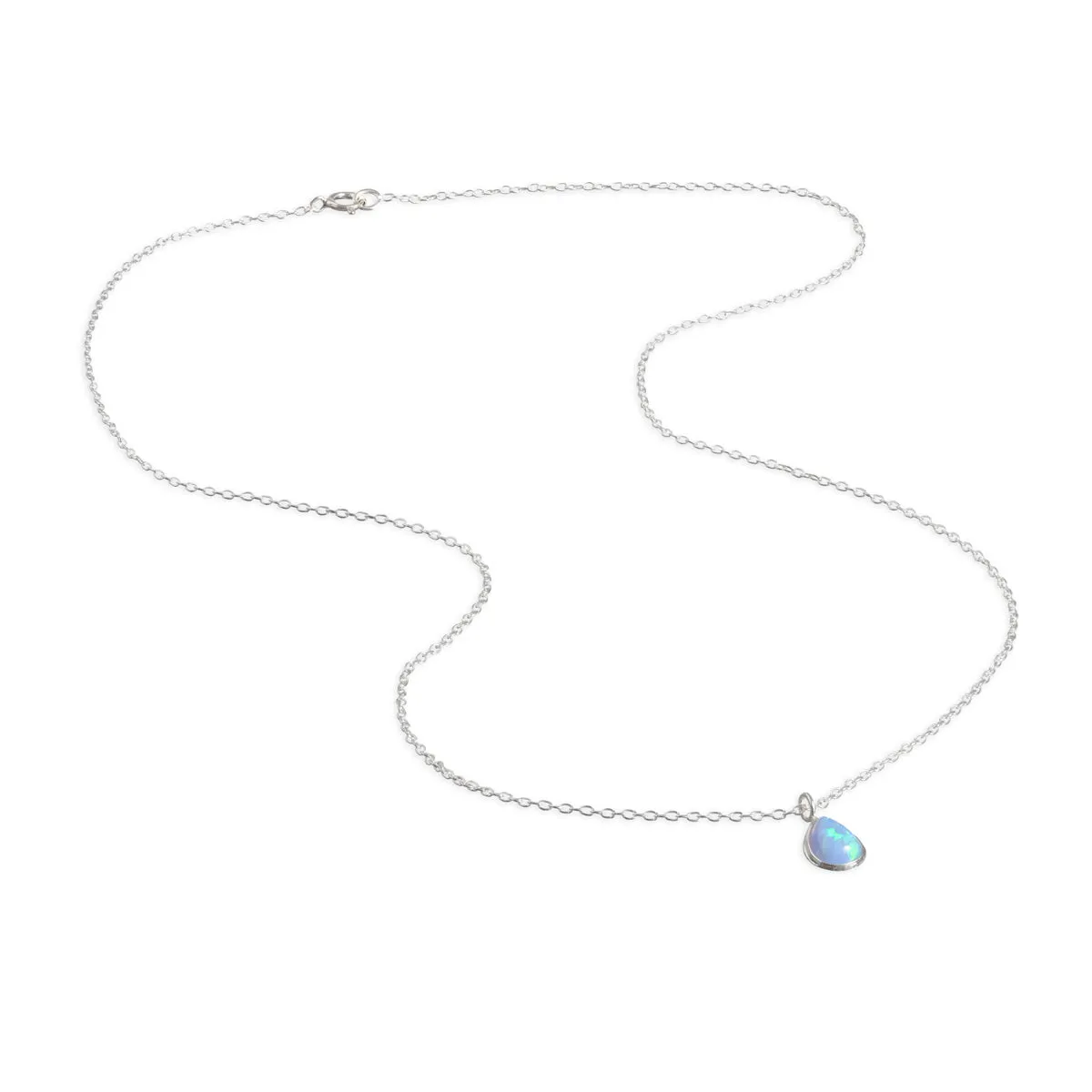 Sterling Silver Blue Drop Opal Necklace