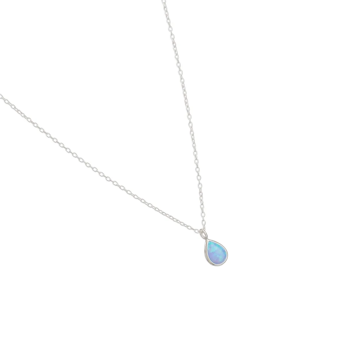 Sterling Silver Blue Drop Opal Necklace