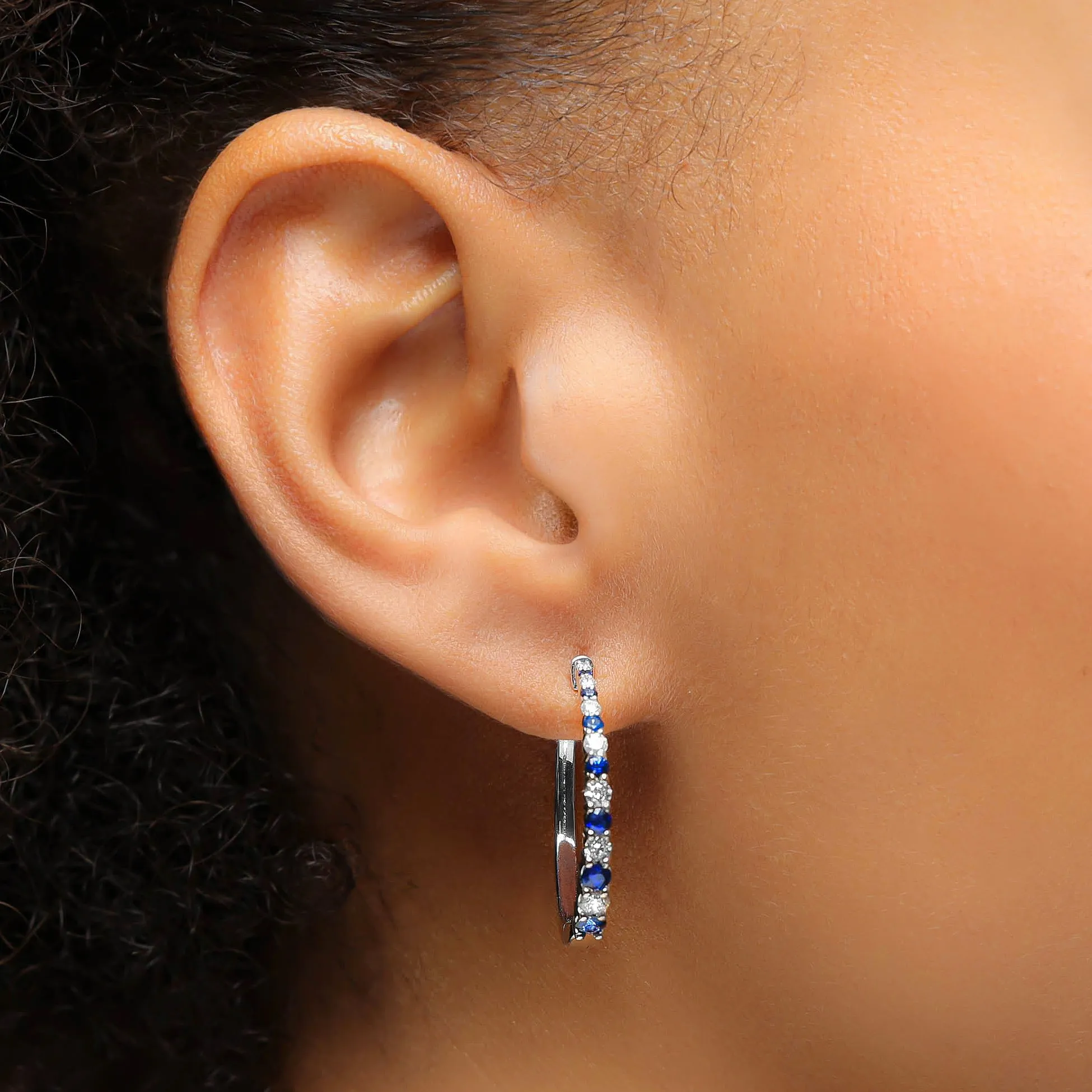 Tapered Sapphire Hoop Earrings