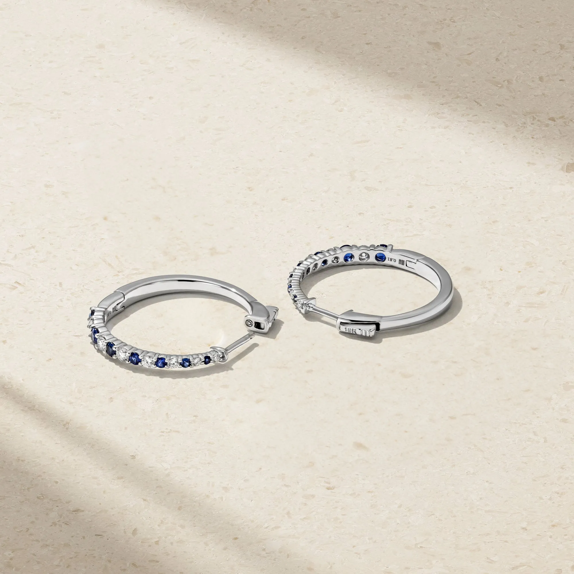 Tapered Sapphire Hoop Earrings