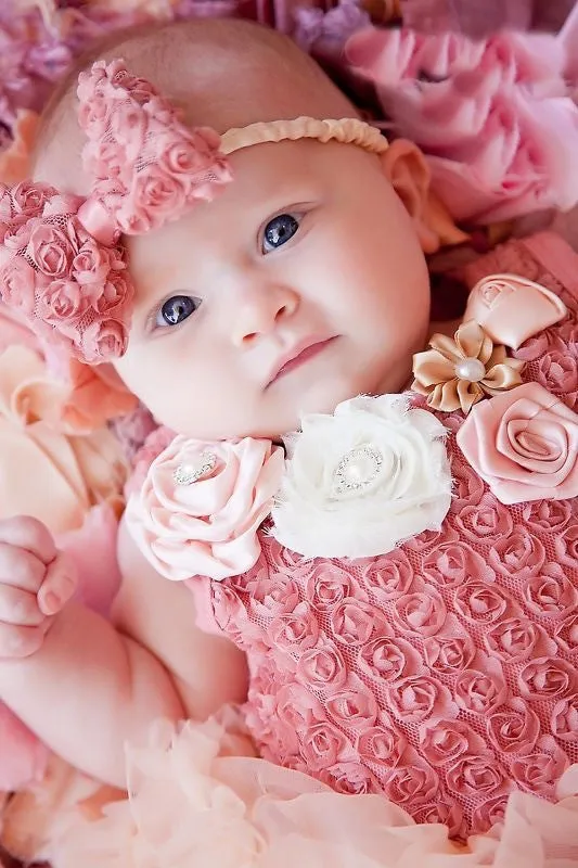 Tea Rose Rosettes Rose Romper