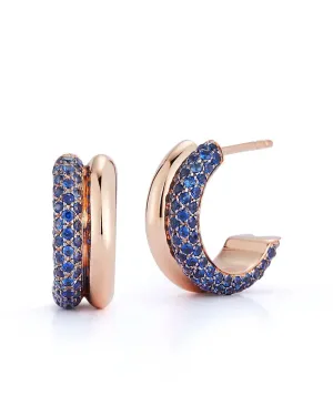 Thoby Blue Sapphire Tubular Huggie Earrings