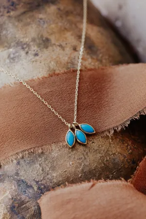 Three Marquise Turquoise Pendants Necklace