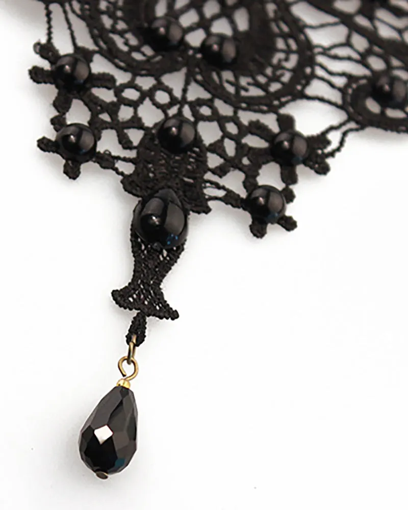 Vintage Halloween Beaded Lace Choker