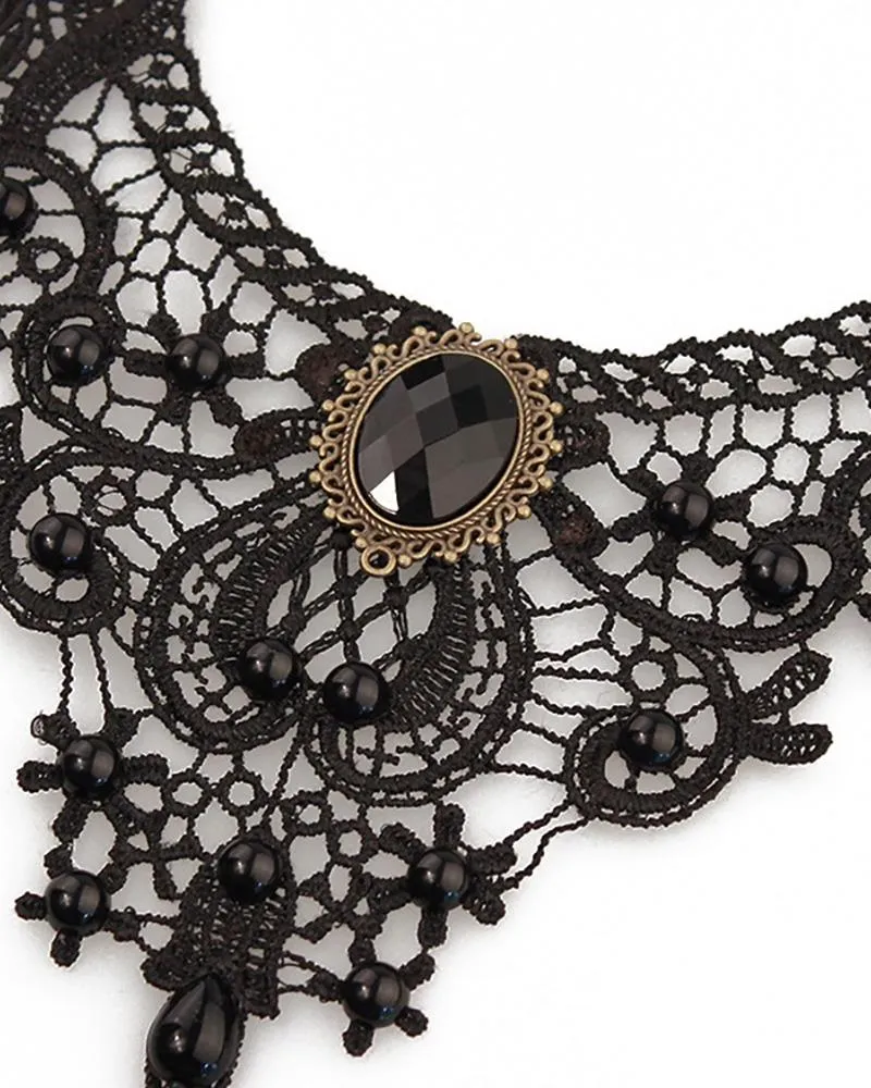 Vintage Halloween Beaded Lace Choker