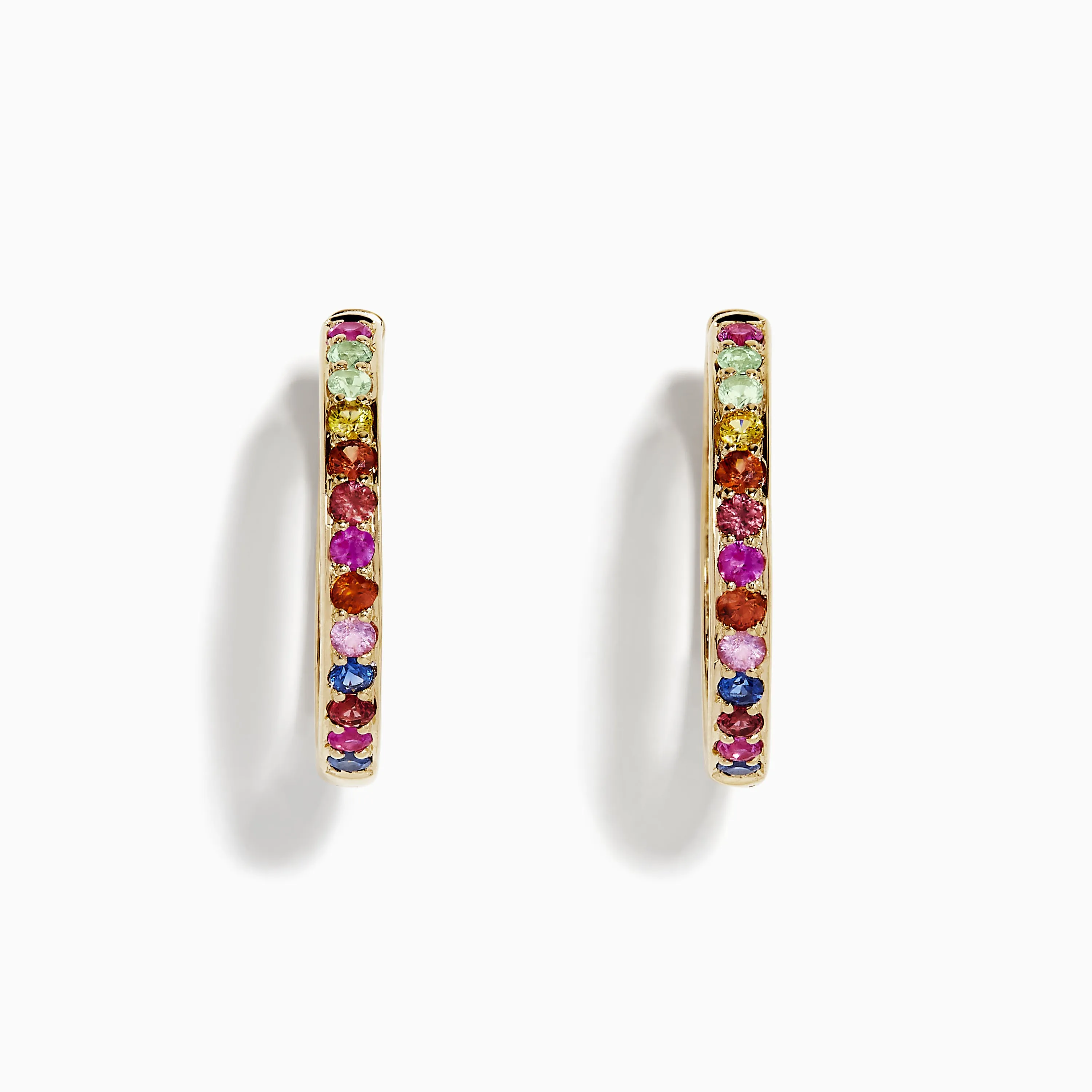 Watercolor 14k Yellow Gold Multi Sapphire Hoop Earrings