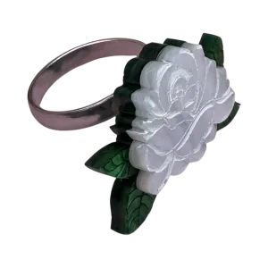 White rose - ring - Set of 2