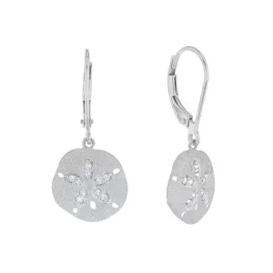 White Sapphire Sand Dollar Drop Earrings