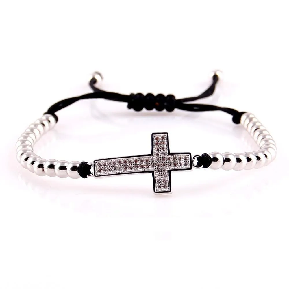 Women's Cross Bracelet <br> Beads and Rope