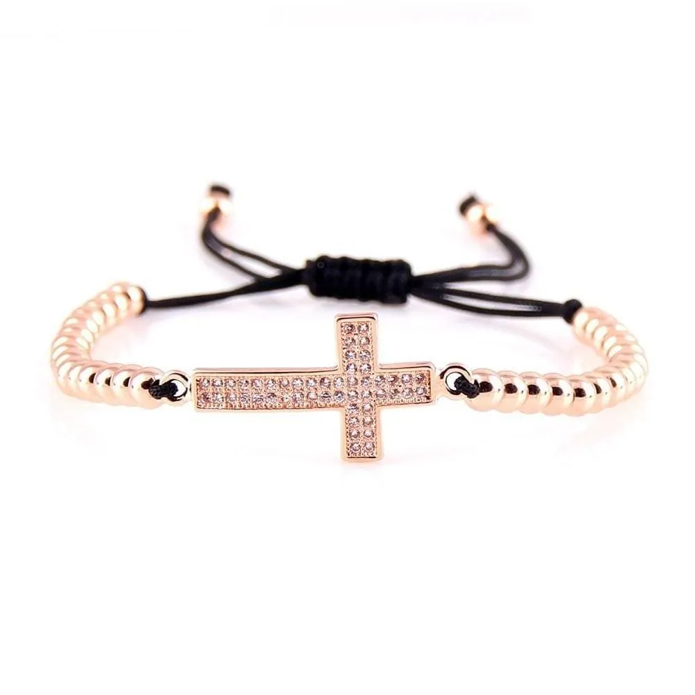 Women's Cross Bracelet <br> Beads and Rope